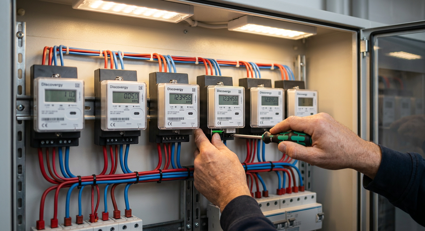 Digitale Smart-Meter-Installation für Mieterstrom-Abrechnung in einem Mehrfamilienhaus